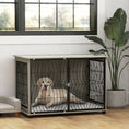 Load image into Gallery viewer, Dog Crate Furniture, Dog Cage End Table with Large Top, Soft Washable Cushion, Lockable Front Door, Wire Mesh Ventilation, Indoor Pet Crate for Extra Large Sized, 118 x 75 x 82cm - Grey