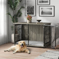 Load image into Gallery viewer, Dog Crate Furniture, Dog Cage End Table with Large Top, Soft Washable Cushion, Lockable Front Door, Wire Mesh Ventilation, Indoor Pet Crate for Extra Large Sized, 118 x 75 x 82cm - Grey