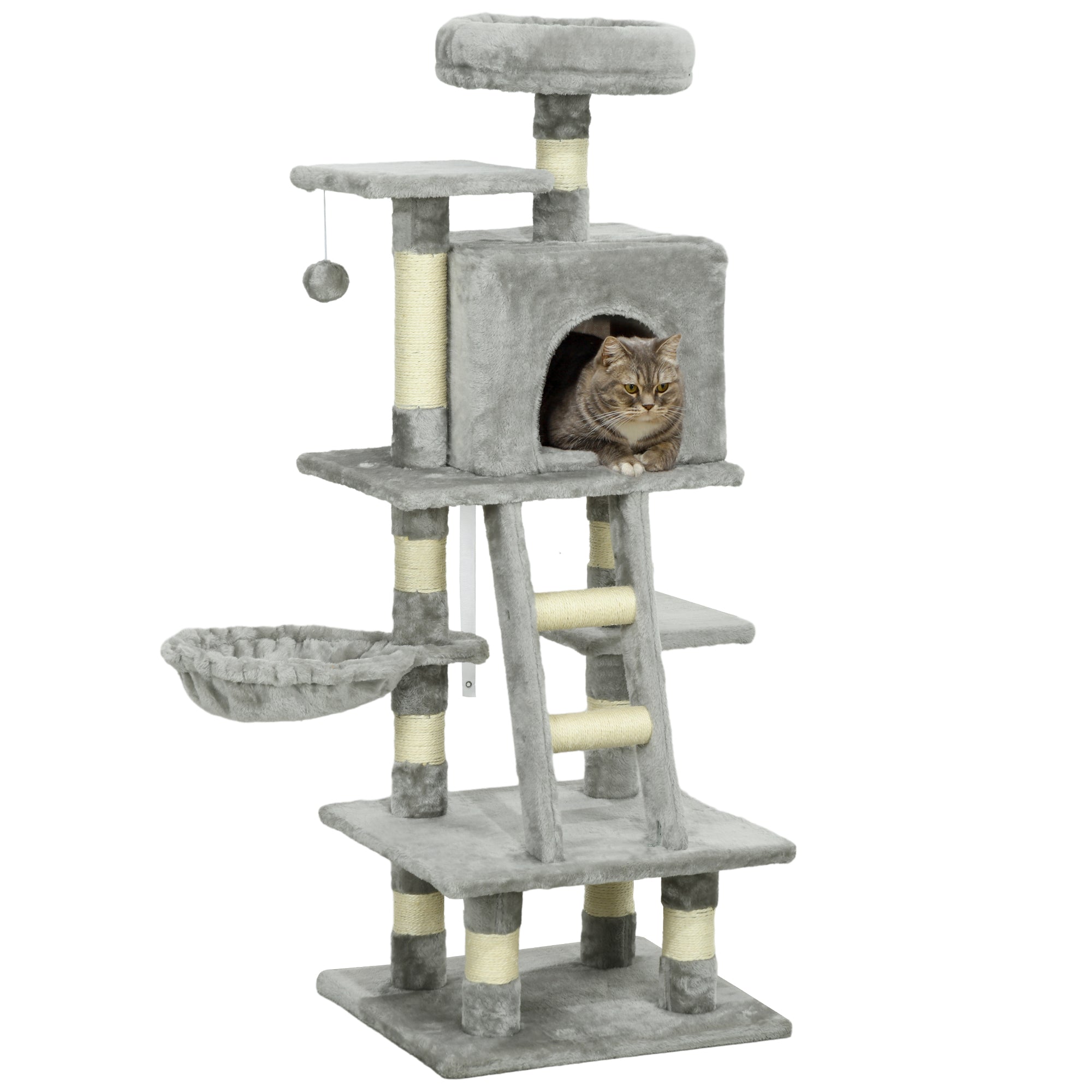 Pawhut Cat Tree, Cat Tower for Indoor Cats with Sisal Scratching