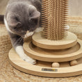 Load image into Gallery viewer, Cat Scratching Post, 49cm Cat Scratcher with Sisal Post, Interactive Track Ball Toy, Self Grooming Brush, Hanging Toy Ball, Feather, 5 in 1 Small Kitten Cat Scratch post, Oak Tone