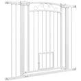 Load image into Gallery viewer, Dog Gate, Walk Through Pet Gate with Small Pet Door, Auto Close, for Doorways, House, Stair, 2 Extension Kits, Pressure Mount Kit, 30"-41" W x 38" H