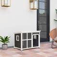 Load image into Gallery viewer, Outdoor Dog Kennel, Wooden Dog House Shelter with Asphalt Openable Top, Removable Floor, Clear Front Panel, Curtain, Windows, for Small, Medium Puppies, 90 x 62 x 71cm, Light Grey