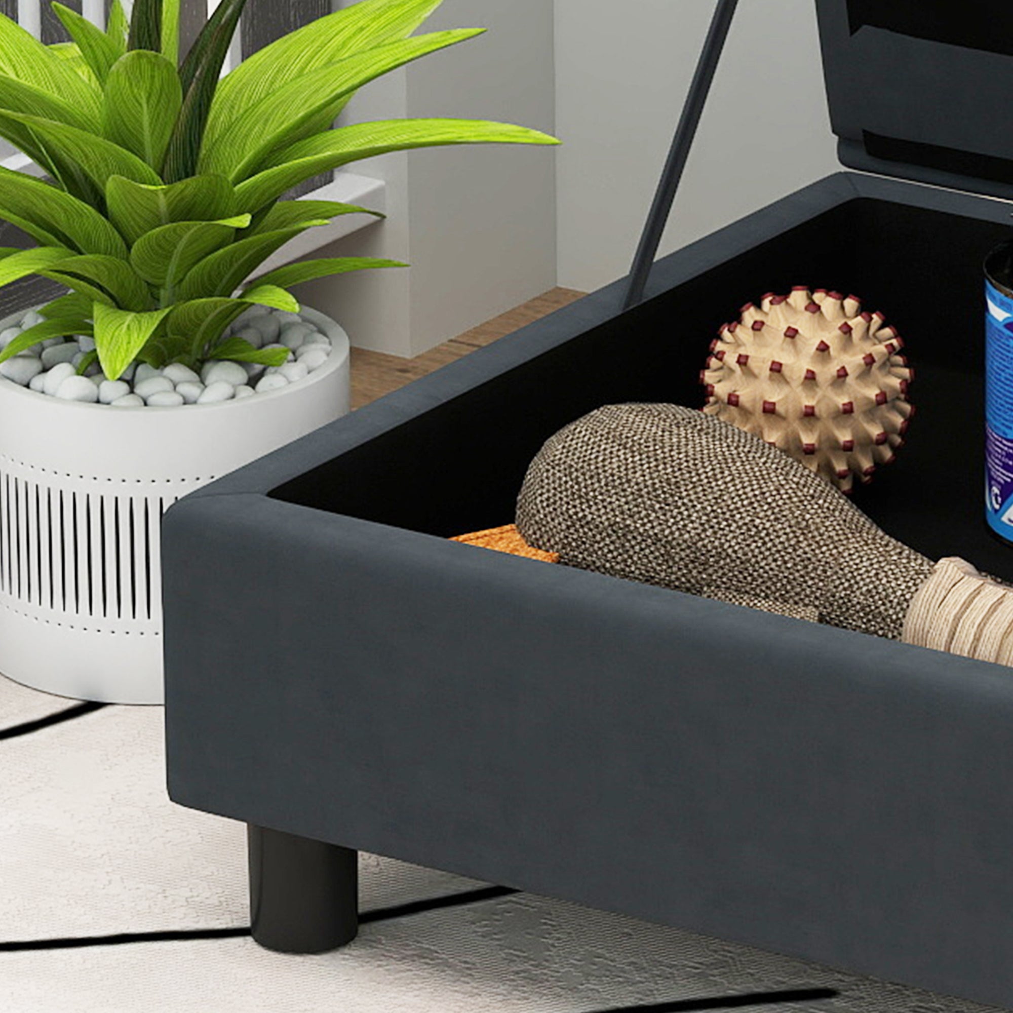 PawHut Luxury Fancy Dog Bed for Small Dogs with Hidden Storage, Small Dog Couch with Soft 2" Foam, Dog Sofa Bed, Cushy Dog Bed, Modern Pet Furniture for Puppies and Little Breeds, Dark Gray