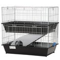 Load image into Gallery viewer, PawHut 2-Tier Guinea Pig Cage, Ferret Cage, Chinchilla Cage, Small Animal Cage Indoor with Dish and Bottle, 2 Doors, Deep Bottoms, Ramp, 28", Black