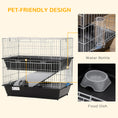 Load image into Gallery viewer, PawHut 2-Tier Guinea Pig Cage, Ferret Cage, Chinchilla Cage, Small Animal Cage Indoor with Dish and Bottle, 2 Doors, Deep Bottoms, Ramp, 28", Black