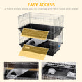 Load image into Gallery viewer, PawHut 2-Tier Guinea Pig Cage, Ferret Cage, Chinchilla Cage, Small Animal Cage Indoor with Dish and Bottle, 2 Doors, Deep Bottoms, Ramp, 28", Black