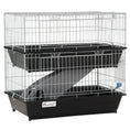 Load image into Gallery viewer, PawHut 2-Tier Guinea Pig Cage, Ferret Cage, Chinchilla Cage, Small Animal Cage Indoor with Dish and Bottle, 2 Doors, Deep Bottoms, Ramp, 28", Black