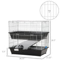 Load image into Gallery viewer, PawHut 2-Tier Guinea Pig Cage, Ferret Cage, Chinchilla Cage, Small Animal Cage Indoor with Dish and Bottle, 2 Doors, Deep Bottoms, Ramp, 28", Black