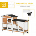 Load image into Gallery viewer, PawHut 62" Rabbit Hutch, Wooden Bunny Hutch, Guinea Pig Cage, Small Animal Enclosure with Wheels, Run Area, Removable Tray, Asphalt Roof, Lockable Doors and Ramp, Nature Wood