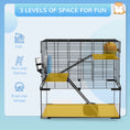 Load image into Gallery viewer, PawHut Large Hamster Cage with Deep Tempered Glass Bottom, 3 Tiers Hamster Tank with Running Wheel, Hut, Water Bottle, Dish, Rat Cage for Syrian, Dwarf, Gerbils, Mouse, 23.5" x 16" x 22.5", Black