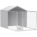 Load image into Gallery viewer, PawHut Large Outdoor Dog Kennel, Heavy Duty Dog Kennel Outside with Waterproof & UV-Resistant Cover, Rotating Bowls Door, Galvanized Chain Link Dog Run for Medium & Large Dogs, 13.1' x 7.5' x 7.5'