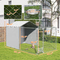 Load image into Gallery viewer, PawHut Large Outdoor Dog Kennel, Heavy Duty Dog Kennel Outside with Waterproof & UV-Resistant Cover, Rotating Bowls Door, Galvanized Chain Link Dog Run for Medium & Large Dogs, 13.1' x 7.5' x 7.5'