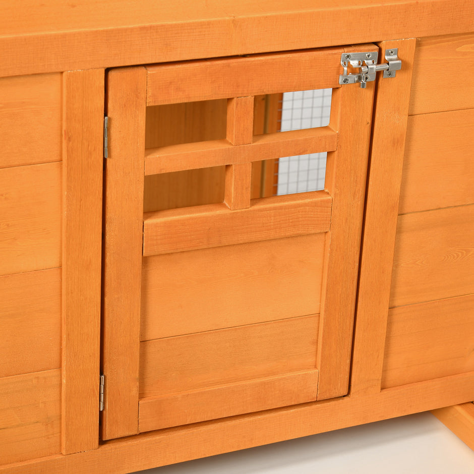 PawHut 118" Extra Large Chicken Coop with Asphalt Roof, Wooden Hen Run with Slide-Out Tray and Nesting Box, Chicken Hutch for 3-6 Chickens, Orange