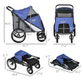 Load image into Gallery viewer, PawHut Dog Stroller for Medium and Large Dogs and Cats, Easy Fold Pet Stroller with Washable Cushion, Storage Bags, Safety Leash for Outdoor, Blue
