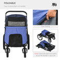 Load image into Gallery viewer, PawHut Dog Stroller for Medium and Large Dogs and Cats, Easy Fold Pet Stroller with Washable Cushion, Storage Bags, Safety Leash for Outdoor, Blue