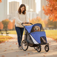Load image into Gallery viewer, Large Dog Stroller Dog Pram Foldable Pet Pushchair with Safety Leashes for Medium, Large Dogs - Blue