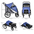 Load image into Gallery viewer, Large Dog Stroller Dog Pram Foldable Pet Pushchair with Safety Leashes for Medium, Large Dogs - Blue