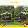 Load image into Gallery viewer, Rattan Dog House, Extendable Outdoor Wicker Dog Bed w/ Water-Resistant Roof, Removable Cushion, for Small and Medium Dogs - Charcoal Grey