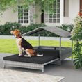Load image into Gallery viewer, Rattan Dog House, Extendable Outdoor Wicker Dog Bed w/ Water-Resistant Roof, Removable Cushion, for Small and Medium Dogs - Charcoal Grey