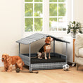 Load image into Gallery viewer, Rattan Dog House, Extendable Outdoor Wicker Dog Bed w/ Water-Resistant Roof, Removable Cushion, for Small and Medium Dogs - Charcoal Grey