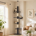 Load image into Gallery viewer, Floor-to-Ceiling Cat Tree, 88.6"-100.4" Adjustable 5-Level Cat Tower with Hammock, 3 Sisal Scratching Posts, Toy Ball, Anti-Tip Rope, Dark Grey