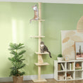 Load image into Gallery viewer, PawHut Floor to Ceiling Cat Tree, 89"-108" 5 Tier Cat Tower with Scratching Post, Hand Crank & Anti-Tip Kit, Tall Cat Tree for Indoor Cats, Kittens, Cream White