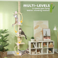 Load image into Gallery viewer, PawHut Floor to Ceiling Cat Tree, 89"-108" 5 Tier Cat Tower with Scratching Post, Hand Crank & Anti-Tip Kit, Tall Cat Tree for Indoor Cats, Kittens, Cream White