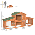 Load image into Gallery viewer, Large Rabbit Hutch Outdoor, Guinea Pig Hutch, Wooden Small Animal House, with Rabbit Run, 215 x 63 x 97 cm
