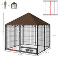 Load image into Gallery viewer, PawHut Outside Dog Kennel, 4.6' x 4.6' x 5' Puppy Play Pen with Canopy, Garden Playpen Fence Crate Enclosure Cage Rotating Bowl, Black