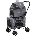 Load image into Gallery viewer, 3-in-1 Double Pet Stroller for Small Miniature Dogs Cats with Removable Carrier, Foldable Travel Carrier Bag, Car Seat, Grey