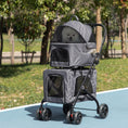Load image into Gallery viewer, 3-in-1 Double Pet Stroller for Small Miniature Dogs Cats with Removable Carrier, Foldable Travel Carrier Bag, Car Seat, Grey
