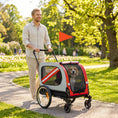 Load image into Gallery viewer, Dog Bike Trailer, 2 in 1 Foldable Pet Stroller Security Harness, Reflectors, Quick Release Wheels, Flag, for Medium Dogs, Red