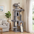 Load image into Gallery viewer, 184cm Large Cat Tree for Indoor Cats, Multi-Level Tall Kitty Tower with 3 Scratching Posts, 2 Condos, 3 Padded Beds, Hammock, Ladder, for Small to Large Kittens, Dark Grey