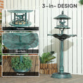 Load image into Gallery viewer, Outsunny 3-in-1 Garden Bird Bath Bowl Pedestal with Bird Feeder, Large Water Basin, Underneath Flower Planter, Green