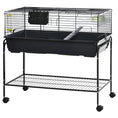 Load image into Gallery viewer, PawHut Two-Story Small Animal Cage Removable from Stand, Guinea Pig Cage, Hedgehog Cage, Chinchilla Cage, Ferret, with Shelf & Wheels, Pet Habitat, 39" x 20.5" x 36.5"