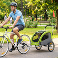 Load image into Gallery viewer, 2 in 1 Dog Bike Trailer, Dog Stroller, Foldable Pet Bicycle Trailer Wagon with Suspension, 600D Oxford Fabric, Reflectors, Handbrake, Universal Hitch Coupler, for Medium Dogs up to 20kg, Green