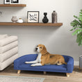 Load image into Gallery viewer, PawHut Dog Sofa Couch, Pet Bed with Comfortable Luxury Cushion, Washable Cover, Wooden Legs, Anti-slip Mat for Large Dogs, Cats, Kittens, Blue
