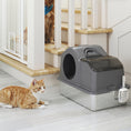 Load image into Gallery viewer, Stainless Steel Cat Litter Box with Removable Lid, Extra Large Enclosed Litter Box with High Sided, Scoop, Odor Free, Non-Sticky, Anti-Leakage, Easy Clean, Dark Grey