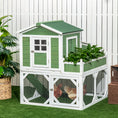 Load image into Gallery viewer, 42" Chicken Coop, Wooden Hen Run House, Rabbit Hutch with Nesting Box, Removable Tray, Asphalt Roof, Planting Lattice, Green