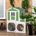 Load image into Gallery viewer, 42" Chicken Coop, Wooden Hen Run House, Rabbit Hutch with Nesting Box, Removable Tray, Asphalt Roof, Planting Lattice, Green