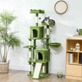 Charger l'image dans la visionneuse de la galerie, Cat Tree, 70" Multi-Level Cat Tower for Indoor with 2 Condos, 2 Plush Top Perches, Hammock, Platforms, Toy Balls, Sisal Scratching Posts and Board, Green