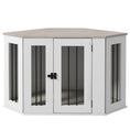 Gallery viewerに画像を読み込む, 41" Dog Crate Furniture, Corner Dog Crate End Table for Medium and Small Dogs, Indoor Dog Cage with Cushion, Door, Lock, White