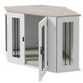 Gallery viewerに画像を読み込む, 41" Dog Crate Furniture, Corner Dog Crate End Table for Medium and Small Dogs, Indoor Dog Cage with Cushion, Door, Lock, White