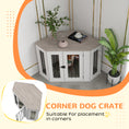 Gallery viewerに画像を読み込む, 41" Dog Crate Furniture, Corner Dog Crate End Table for Medium and Small Dogs, Indoor Dog Cage with Cushion, Door, Lock, White