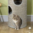 Load image into Gallery viewer, Cat Barrel Kitten Tree Tower for Indoor Cats, Cat Climbing Frame, Covered in Sisal, Cosy Platform - Light Grey