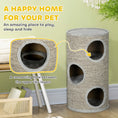 Load image into Gallery viewer, Cat Barrel Kitten Tree Tower for Indoor Cats, Cat Climbing Frame, Covered in Sisal, Cosy Platform - Light Grey