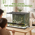 Load image into Gallery viewer, Reptile Glass Terrarium, Reptile Vivarium with Tree Bark Background, Front Ventilation, Escape-Proof Knob Lock, Glass Enclosure for Lizards, Horned Frogs, Snakes, 50 x 30 x 35 cm, Black