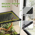 Load image into Gallery viewer, Reptile Glass Terrarium, Reptile Vivarium with Tree Bark Background, Front Ventilation, Escape-Proof Knob Lock, Glass Enclosure for Lizards, Horned Frogs, Snakes, 50 x 30 x 35 cm, Black