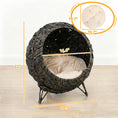 Load image into Gallery viewer, Rattan Cat Bed, Elevated Handwoven Cat Basket Bed with Soft Cushion and Metal Base, Indoor Kitty Furniture, Breathable, for Kittens, Gray