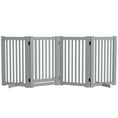 Load image into Gallery viewer, 30"H Foldable Dog Gate with Door, 4 Panels Freestanding Pet Gate Barriers Indoor with Support Feet, Puppy Fence for Dogs, Light Grey